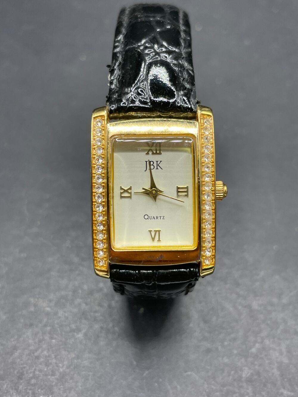 Camrose & Kross Jacqueline Kennedy JBK Gold Tone Watch Black Leather Band 22mm
